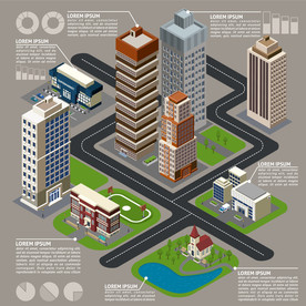 卡通城市鸟瞰图