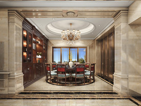 美式餐厅酒柜效果图