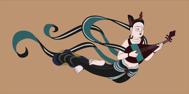 敦煌莫高窟壁画晚唐乐队琵琶飞天