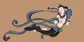 莫高窟161窟晚唐乐队敲鼓飞天