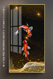 原创玄关手绘鲤鱼彩条装饰画