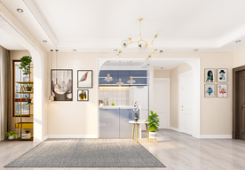 北欧3D客厅沙发背景墙