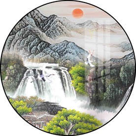 圆形水墨山水装饰画图片