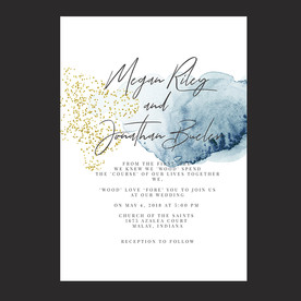 水彩简约蓝色婚礼海报水牌