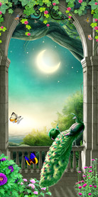 欧式田园小鹿孔雀3D门厅玄关