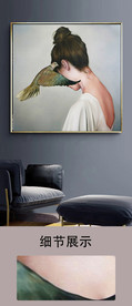 欧式富贵鸽子美女客厅玄关装饰画
