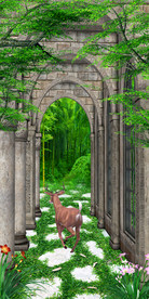 小鹿3D门厅玄关电视背景墙