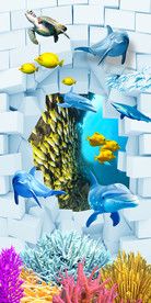 海底世界3D玄关背景墙