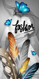 抽象羽毛蝴蝶美女装饰画玄关