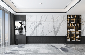 现代轻奢黑白灰客厅沙发背景墙