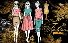 北欧简约树叶服装店工装背景墙