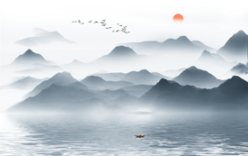 山水背景墙意境山水壁画壁纸