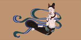 敦煌莫高窟壁画晚唐乐队吹萧飞天