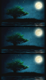 山楂树萤火虫月亮浪漫舞台背景