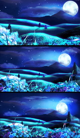 梦幻荧光蝴蝶月亮草地舞台背景