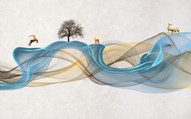 新中式麋鹿背景墙