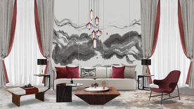 新中式窗帘场景图