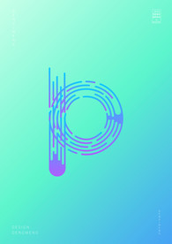 创意小写字母p渐变海报艺术