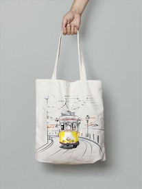 文艺风手绘大连有轨电车帆布袋