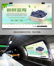 蓝莓单页展板挂画灯箱海报展架