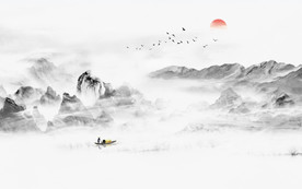 意境水墨山水画