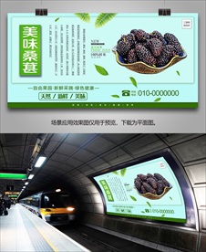 桑葚展架海报易拉宝展板单页灯箱