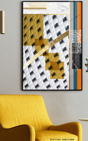 后现代简约抽象立体几何装饰画