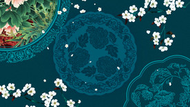 中国风古典花纹梨花舞美背景视频