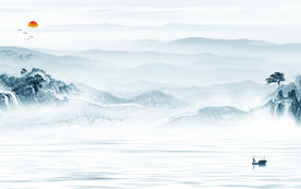 中国风沙发山水画 TIF分层