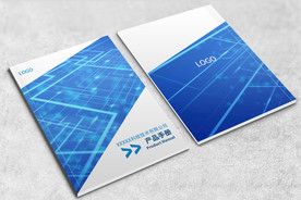 科技感蓝色简约线条画册封面