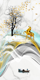 线条玄关晶瓷画