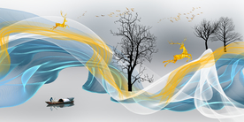 山水线条晶瓷装饰画