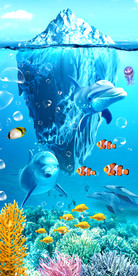 海底世界海洋鱼群3d玄关背景墙