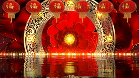 中式奢华喜庆牡丹灯笼 背景视频