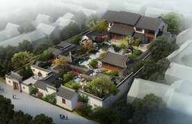 古建四合院 鸟瞰效果图