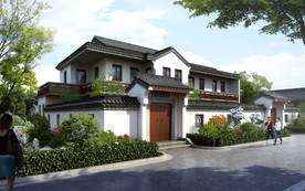 徽派别墅四合院效果图