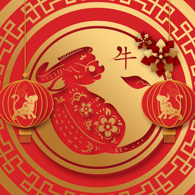 红色牛年国风海报