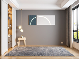 现代极简卧室背景墙空景