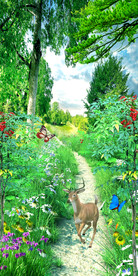 麋鹿风景3D玄关背景墙装饰画