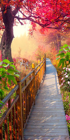 风景画3D立体玄关背景墙