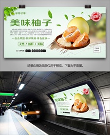 柚子挂画展架海报易拉宝单页展板