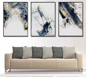 现代北欧风抽象金色油画装饰画