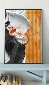 现代抽象金色油画玄关装饰画