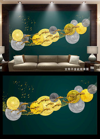 金箔抽象晶格画背景墙