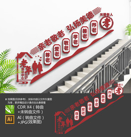 老年活动室楼梯文化墙