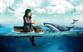 儿童大海鲸鱼创意合成照