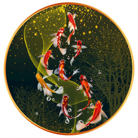 原创原型九鱼装饰画