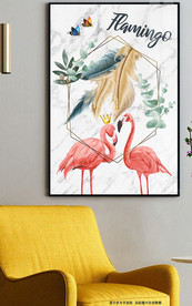 北欧简约火烈鸟羽毛装饰画