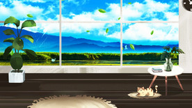室内窗边窗外大山 小品背景视频