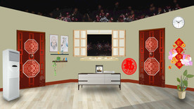 新年夜晚室内 小品舞台背景视频